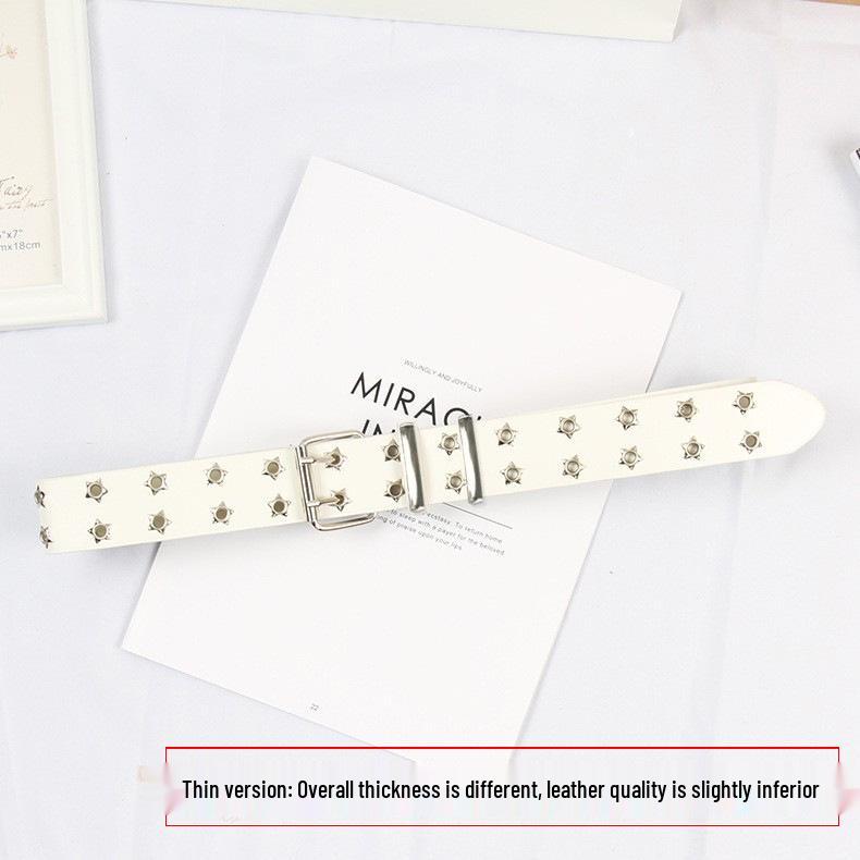 

Панк Стиль Звездные Люверсы Двурядный Пояс на Талию - Корейский Хип-Хоп Женский Декоративный Кожаный Пояс 105 cm