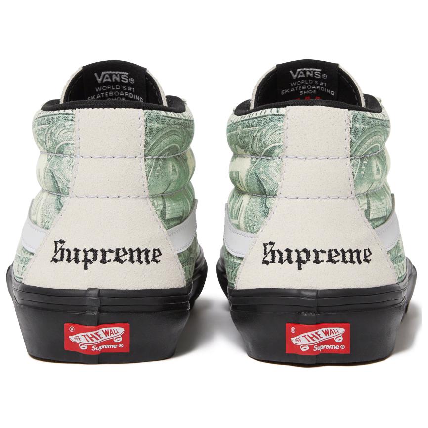 Supreme X Vans Skate Grosso Mid Dollar Bill - White Unisex Sneakers Cream VN0A5FCGWHT