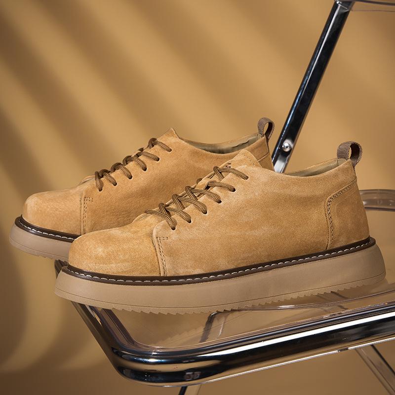 Casual Versatile Genuine Leather Men Leather Boots Work Boots High Quality Brown Platform Ankle Boots Comfortable High-top Boot