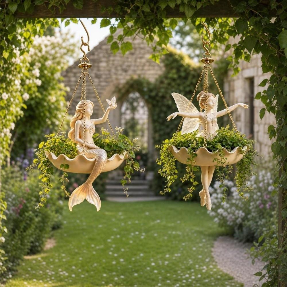 Vintage Ballet Dancer Hanging Planter Elegant Mermaid Plant Holder Flower Container  Indoor Decor