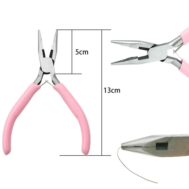 Cute Pink Color Handle Anti-slip Splicing and Fixing Jewelry Pliers Tools & Equipment Kit for DIY Jewelery Making Needlework