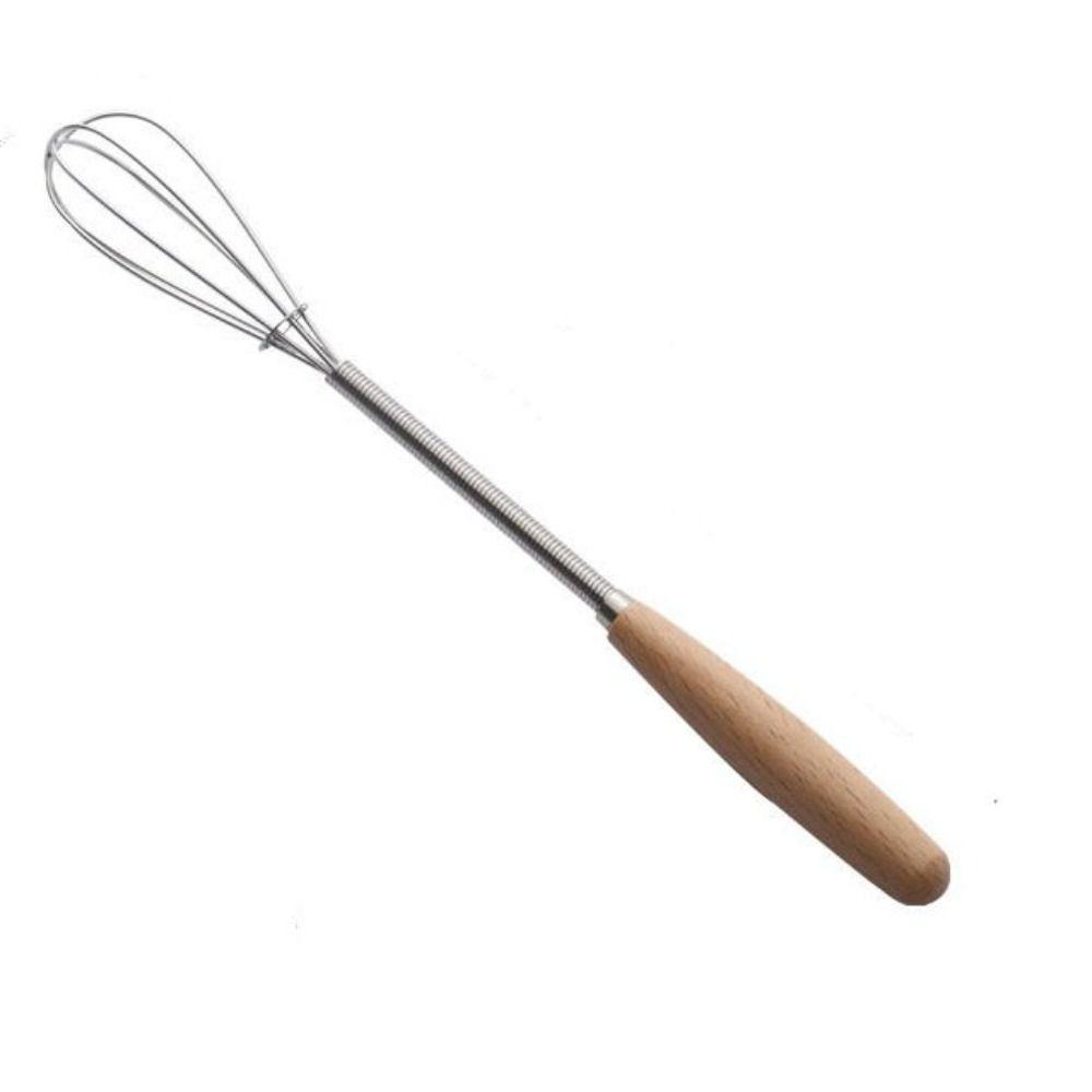 Multifunction Stainless Steel Egg Beater Wooden Handle Portable Mini Egg Whisk Useful Manual Egg Beater Baking