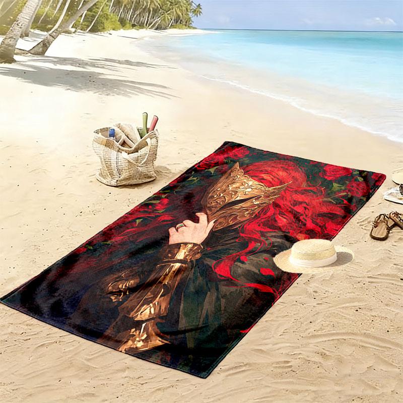Malenia Valkyrie Print Beach Towel, Large Soft Quick Dry Towel for Beach Camping Swimming