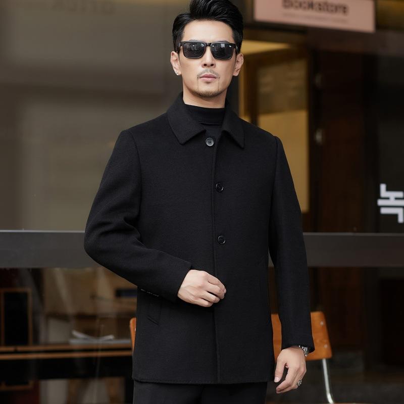 

Двустороннее кашемировое пальто для мужчин среднего возраста на зиму утолщенный съемный пуховик деловой средней длины шерстяной верх 195