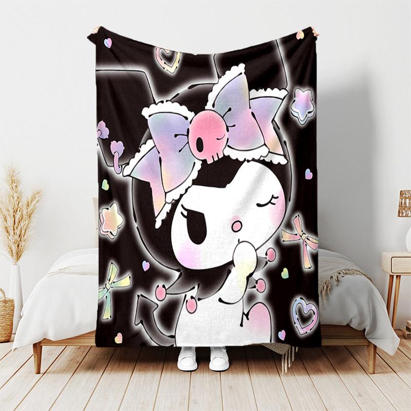 1pc Blanket Sanrio Kuromi2 Print Design, Lightweight Blanket for Sofa, Bed- Soft &Warm, Gift for All Seasons Like Christmas, Halloween