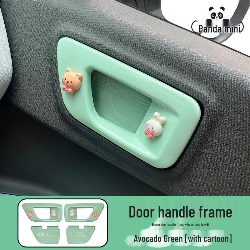 

Panda Car Interior Modification: Door Handle, Armrest, Gear Shift Panel Color Change Stickers Mysterious Black