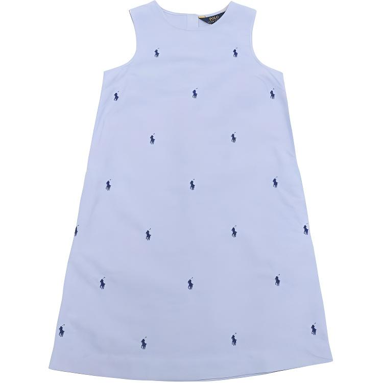 

Платье Polo Ralph Lauren с вышивкой логотипа, круглым вырезом и пуговицей сзади, без рукавов, детское, синее 313964205001 L