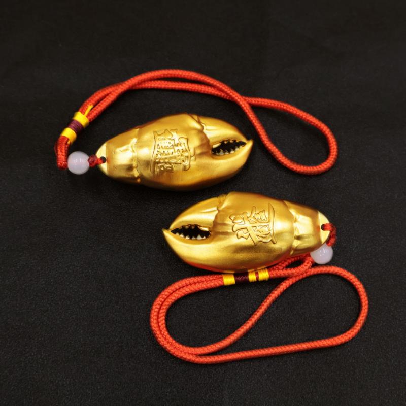 All Brass Copper Color Crab Claw Brushed Glaze Electroplating Handheld Wealth Metal Craft Gift Ornament