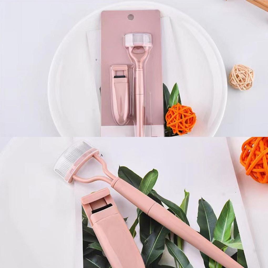 2 Pieces Eyelash Curlers Brush Tint Kit Tool Eye-lash Foldable Heated Lashs Steal Curler in Suction Card Packing for Adults