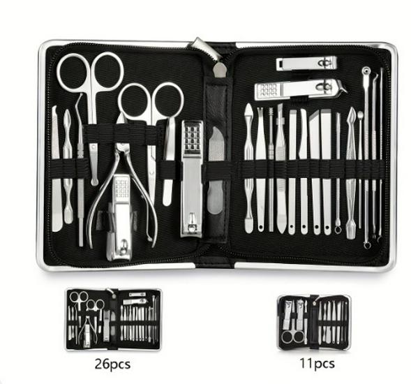 Stainless Steel Gradient Nail Clipper & Manicure Tool Set: Flat-Mouth Clipper & Eagle-Mouth Pliers