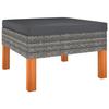 Footrest Woven Resin and Solid Eucalyptus Wood