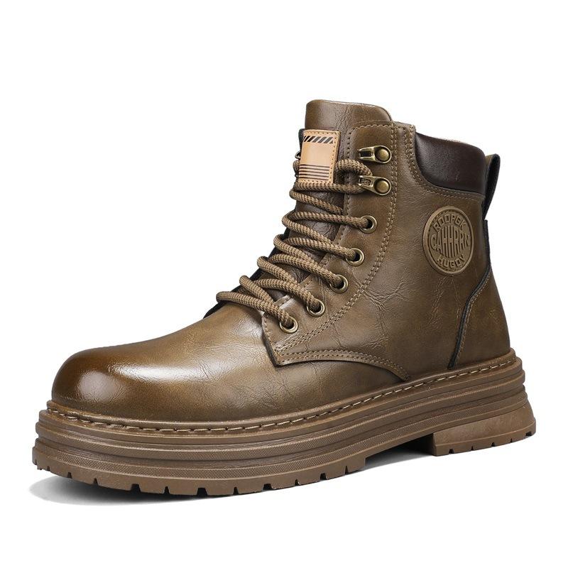 

Трендовый бренд осень и зима мужские высокие ботинки на толстой подошве, короткие ботинки в британском стиле, уличные, рабочие, локомотивные мужские ботинки, прямая трансляция, повседневные ботинки Мартин 44 хаки