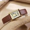 Orologio da Donna Cinturino in Pelle Retrò Senso Premium Orologio da Donna Impermeabile Studente Versatile Orologio al Quarzo Quadrato Piccolo Orologio da Donna