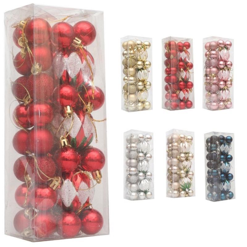 3Box Christmas Tree Hanging Decoration Electroplated Christmas Baubles Ornament Window and Door Ornament Party Supplies
