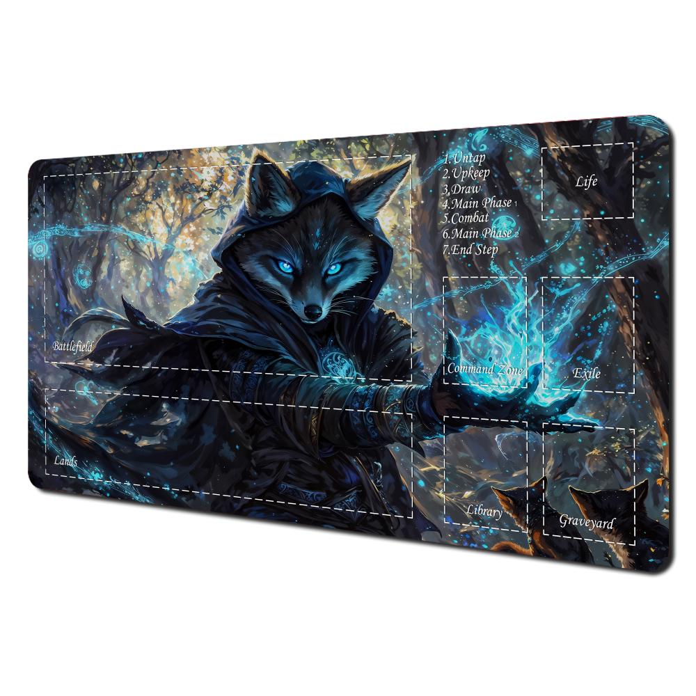 Magic The Gathering Spielmatte Otter Zauberer im Verzauberten Wald mit MTG Zugstruktur Zonen mmmm Dick Langlebig Genäht E