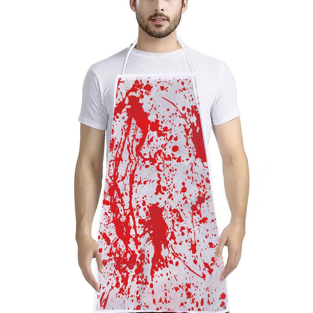 

Halloween Black and White Terror Played Butcher cosplay with Bloody Non woven Apron Trick Prop