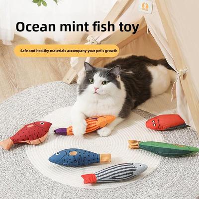 Giocattoli per Gatti, Cuscini per Stuzzicare Gatti, Giocattoli di Peluche a Forma di Pesce per Gatti, Giocattoli di Peluche Stampati Auto-intrattenenti, Nuovi Giocattoli a Forma di Pesce che Fanno Rumore