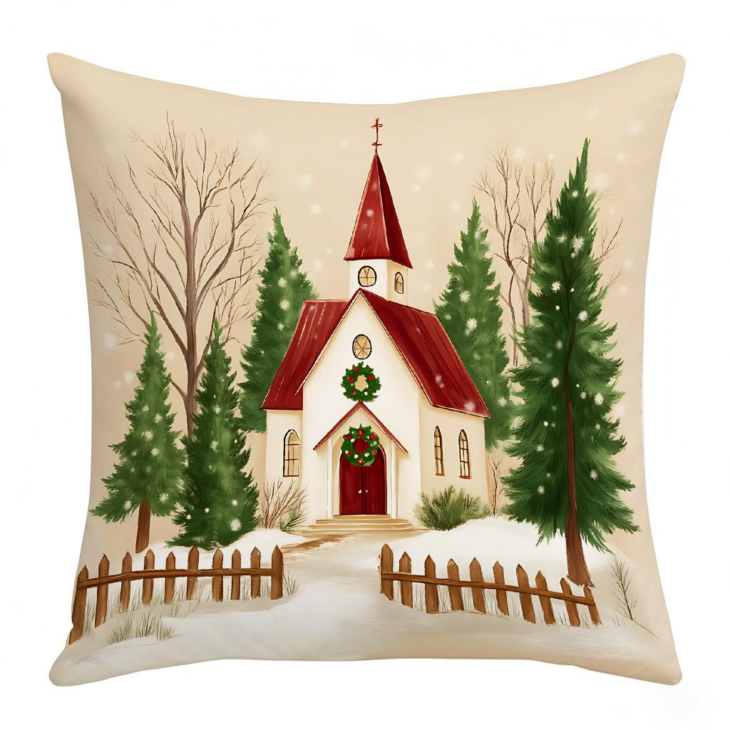 

Рождественский Белый Мультяшный Рождественское Украшение Комбинация Рождественская Елка Праздничные Элементы Атмосферы Гостиная Спальня Дом Наволочка для Подушки 45 * 45 (excluding core)