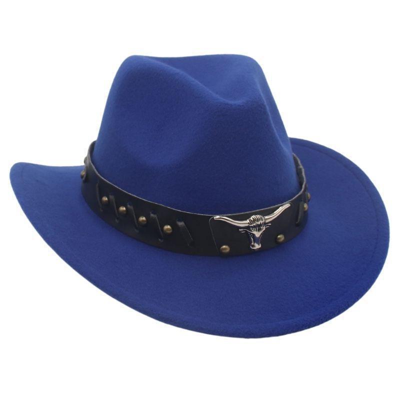 

Ковбойская шляпа из денима с заклепками в виде бычьей головы 56-58cm