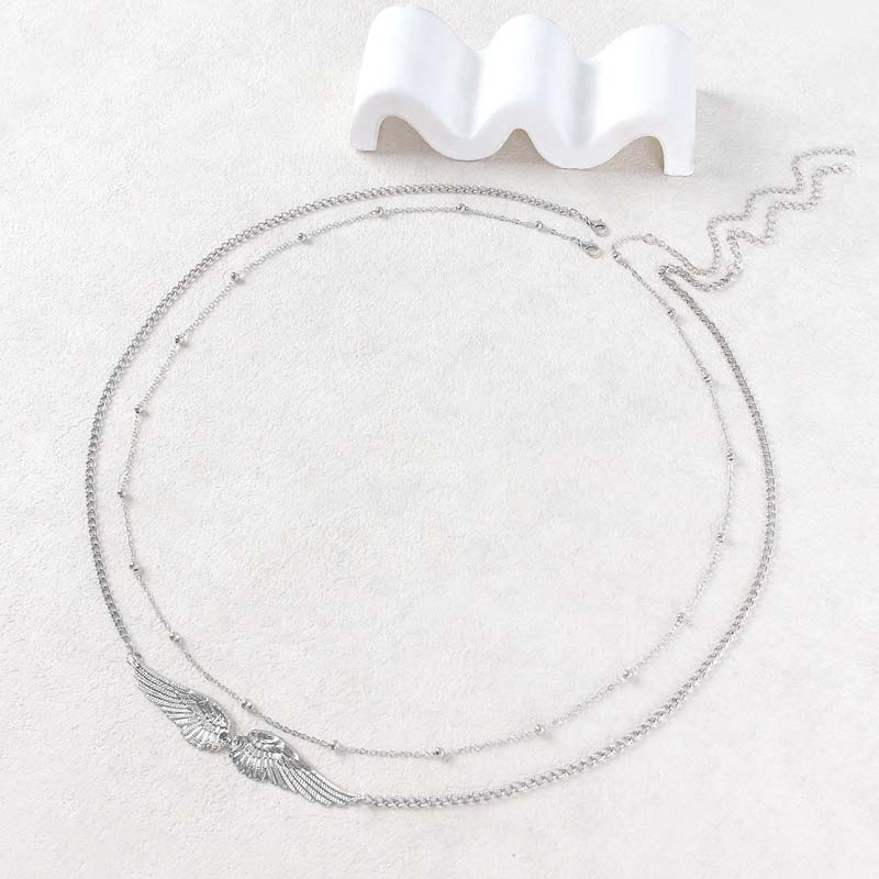 Sexy Metallflügel Taillengliederketten für Damen Neue Trendige Goldfarbe Doppellagige Perlen Körpertaillenkette Strandparty Schmuck Geschenke