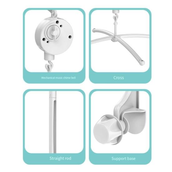Wiszący grzechotnik do łóżeczka dziecięcego, uchwyt na zabawki z klasyczną muzyką, nakręcany mechanizm, dźwięk mechaniczny, obracany hak, przełącznik suwakowy, akcesoria do wózka