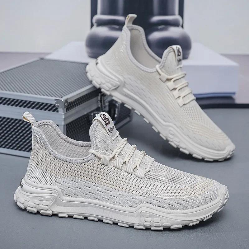 Men Flat Shoes Comfort Mesh Breathable Lace Up Men's Casual Sports Shoes Designer New Vulcanized Walking Shoes Zapatillas Hombre