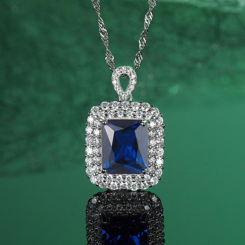 Роскошное серебряное колье S925 с подвеской из изумруда, сапфира и рубина для женщин 925 Silver