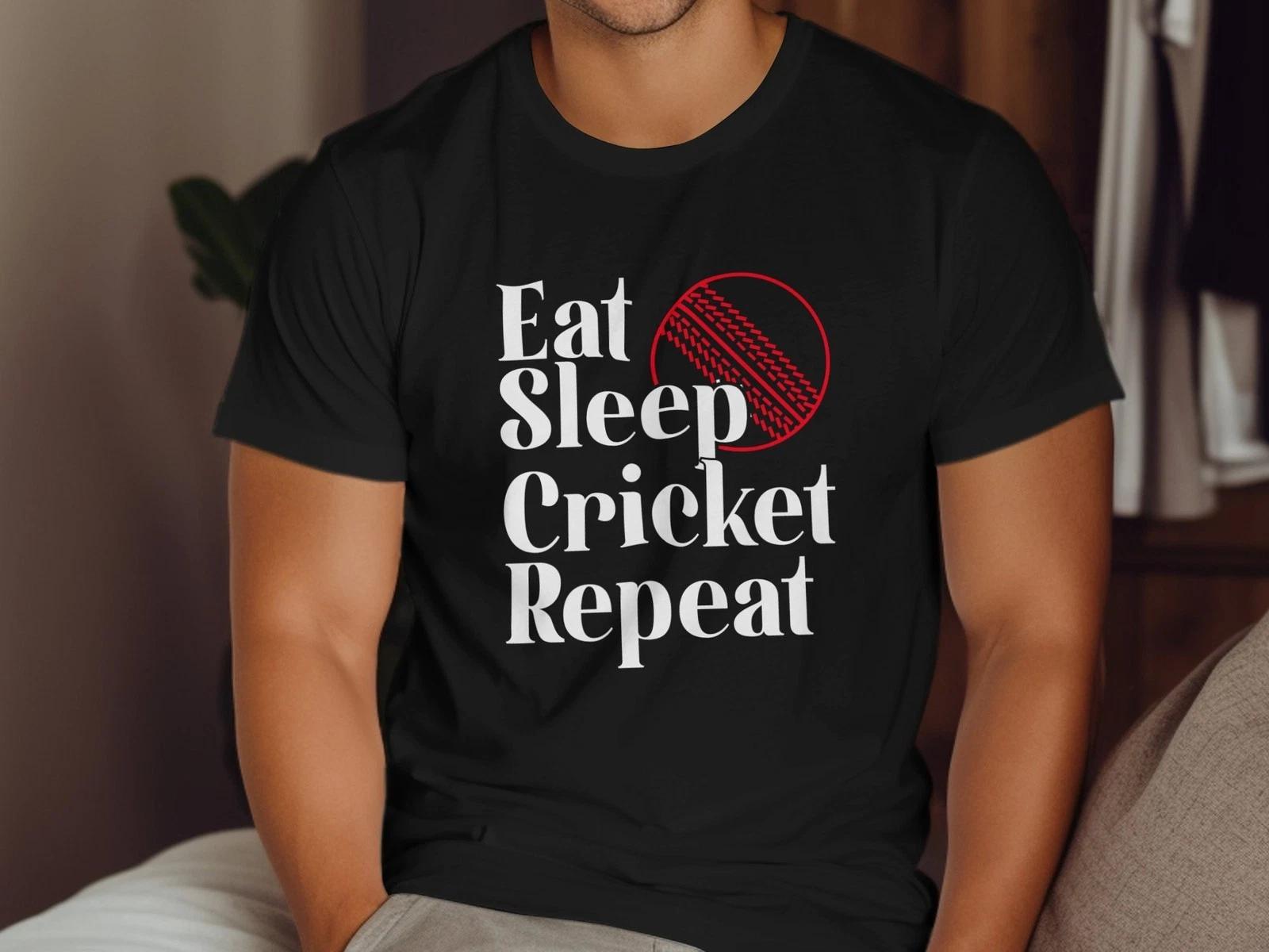 Eat Sleep Cricket Bowler Repeat T-Shirt, Funny Cricket Lover Gift Tee, Bowler 2XL