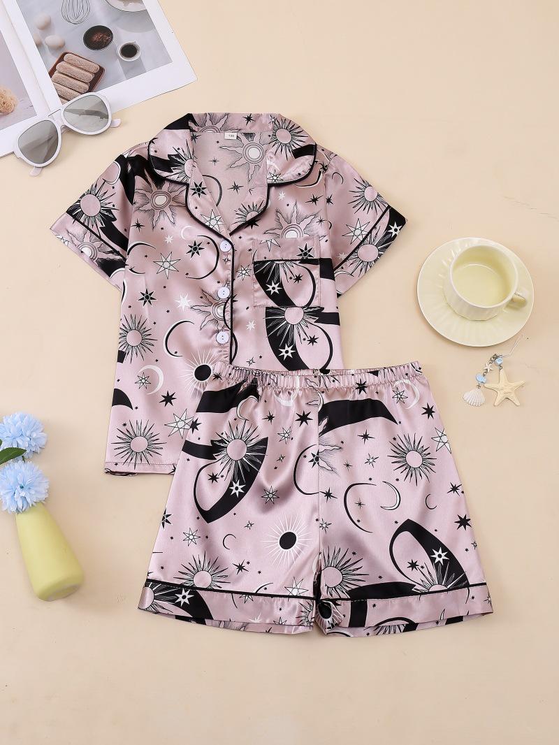 European & American Cross-Border Cartoon Children s Short-Sleeved Pajama Set Size 110