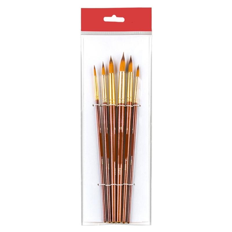 6Pcs Artist Paint Brush Watercolor Paint Brush for Oil Acrylics Watercolor Gouache Painting Nylon Bristle Paint Brush 1