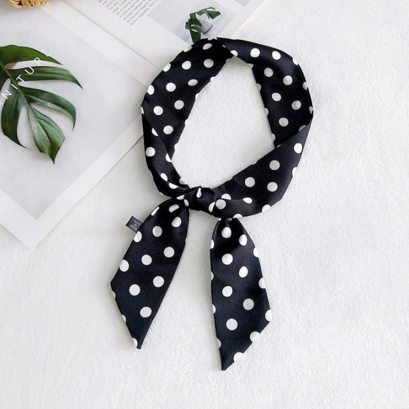 Fashion Dot Ribbon Silk Scarf Women Thin Neck Scarves Lady Small Shawls Narrow Female Neckerchief Dress Accessories