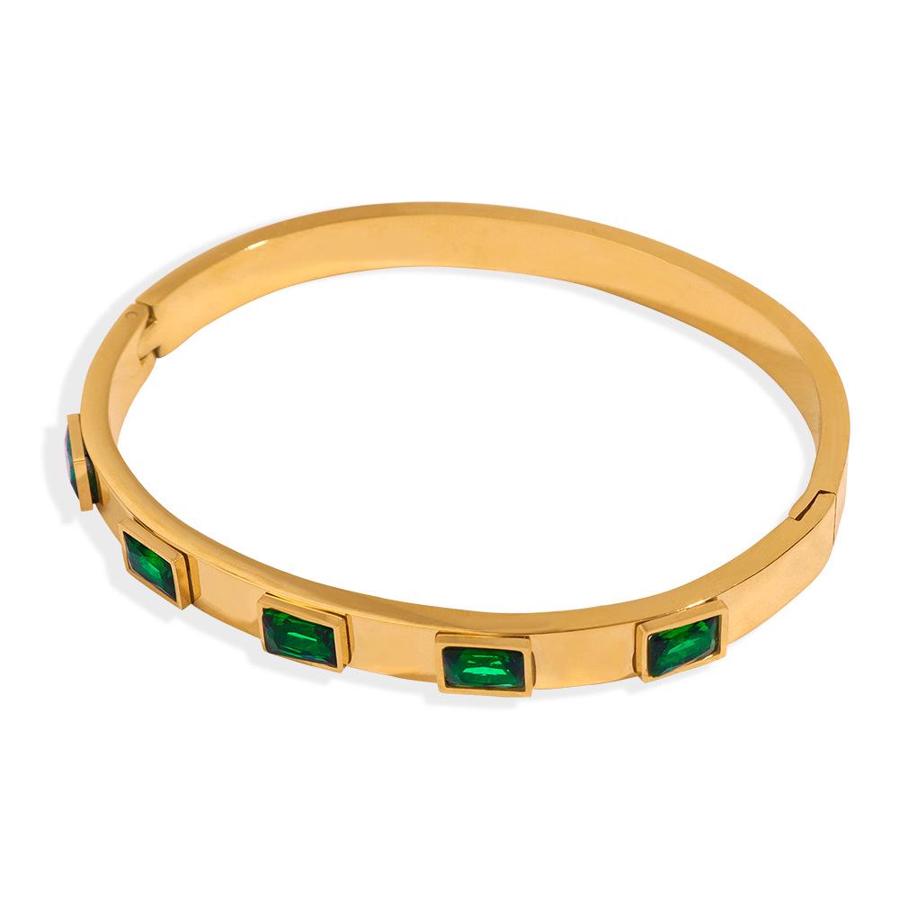 Retro 18K Gold Plated Titanium Steel Bracelet with Zirconia - Women's Fashion Jewelry