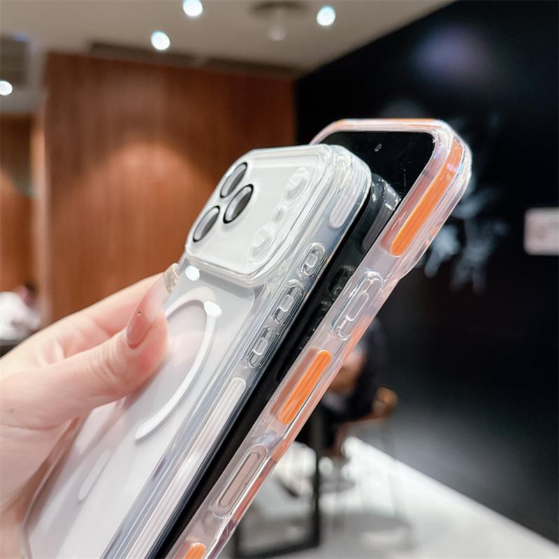Camera Protector Transparent Phone Cases For iPhone 17 Pro Max Air 14 15 Plus 13 16 Pro For Magsafe Wireless Charging Back Cover