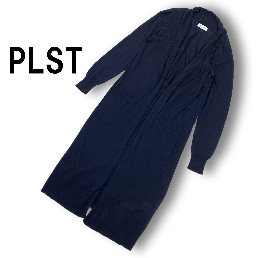 PLST Plaste Long Cardigan Long Sleeve Cotton Navy M Free ShippingYC2512