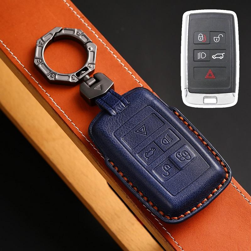 Styling Mouldings 1Pcs Genuine Leather Car Remote Key Fob Shell Cover Case For Land Rover Range Rover Evoque Discovery Sport 5 2