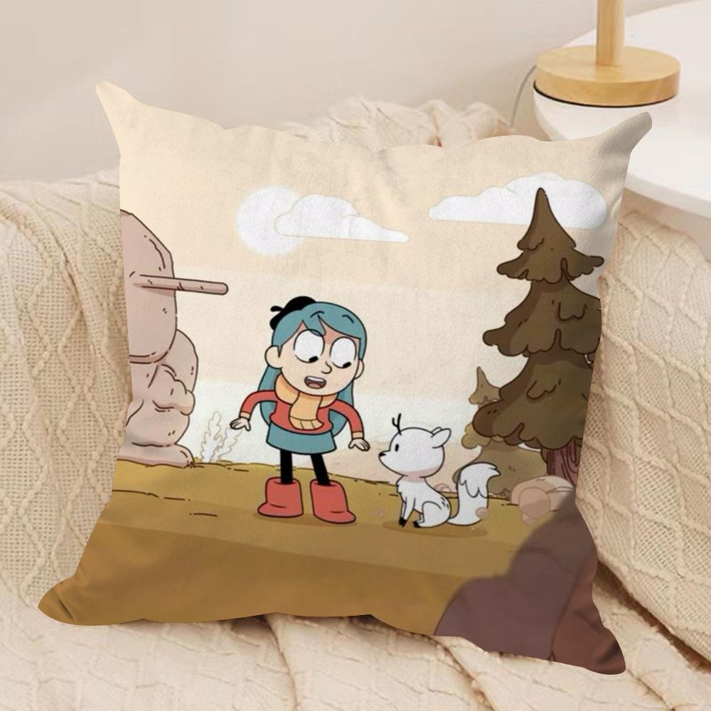 Cartoon HHilda Cushion Cover Silky Short Plush DoubleSided Printed Pillow Case for Sofa All Seasons Home Decor Gift