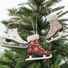 2PCS Party Supplies Wood Skating Shoes Pendant Boots Christmas Tree Decorations  Home Decoration