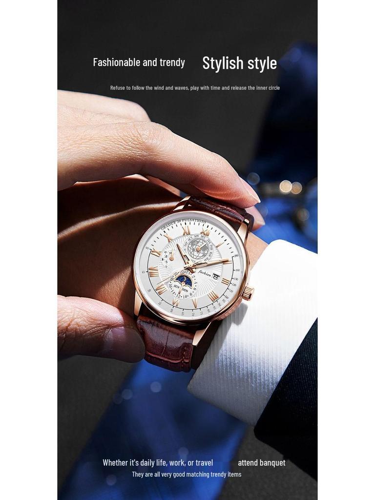 Orologio da Polso al Quarzo da Uomo Elegante: Design Moderno con Calendario, Funzioni Luminose e Precisione Meccanica per una Sofisticatezza Giovanile