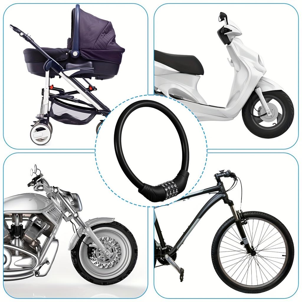 Bike Lock Mountain Bike Portable Security 4-digit Code Bike Lock for Bicycle Motorcycle Scooter