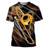3D Print Saxophone Men Women T-shirts Summer Casual Short Sleeve Jazz Tshirts Streetwear O Neck Oversized Harajuku Y2k Kids Tops