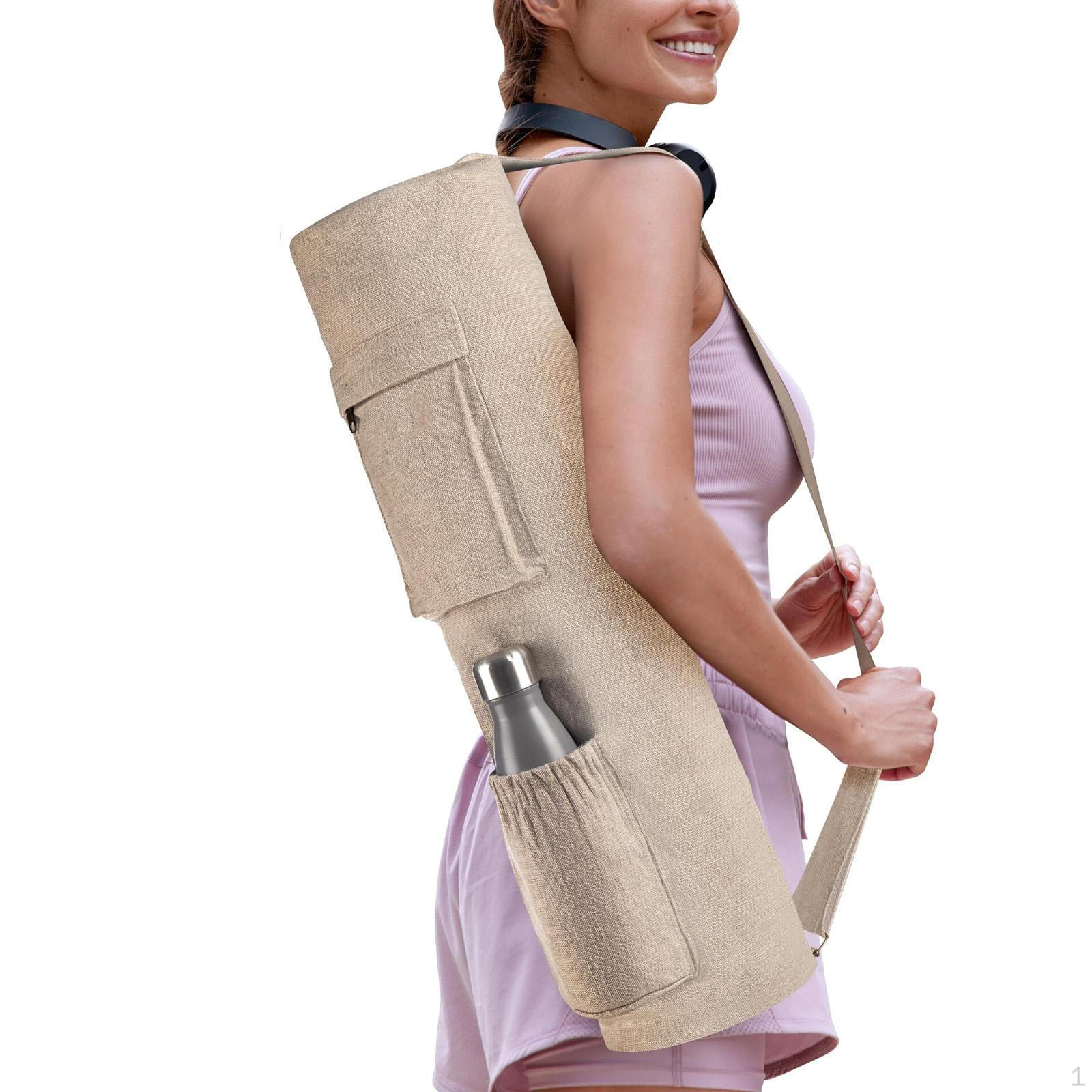 

Держатель для сумки для коврика для йоги ручной работы для женщин и мужчин с застежкой-молнией бежевый