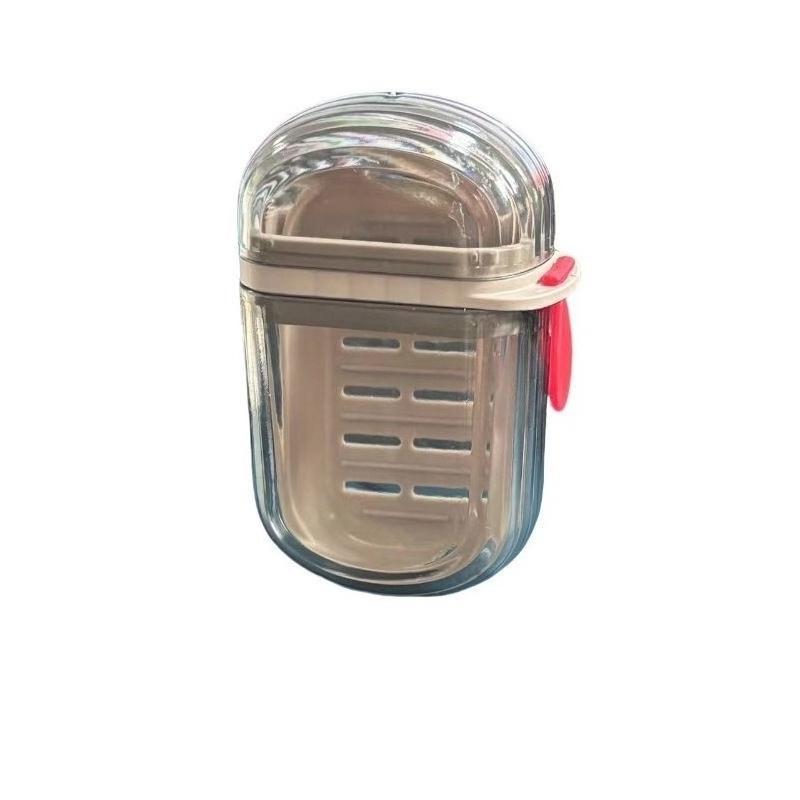 

Portable Soap Case with Lid 1pc, Leak Proof Travel Soap Box Compact Oval, Clear Lid Drain Holes for Camping Gym світло-сірого кольору
