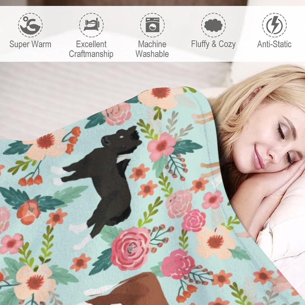 Farm Animal Sanctuary Pig Chicken Cows Horses Sheep Floral Flannel Throw Blanket Warm Shaggy Air Conditioned Blankets for Couch
