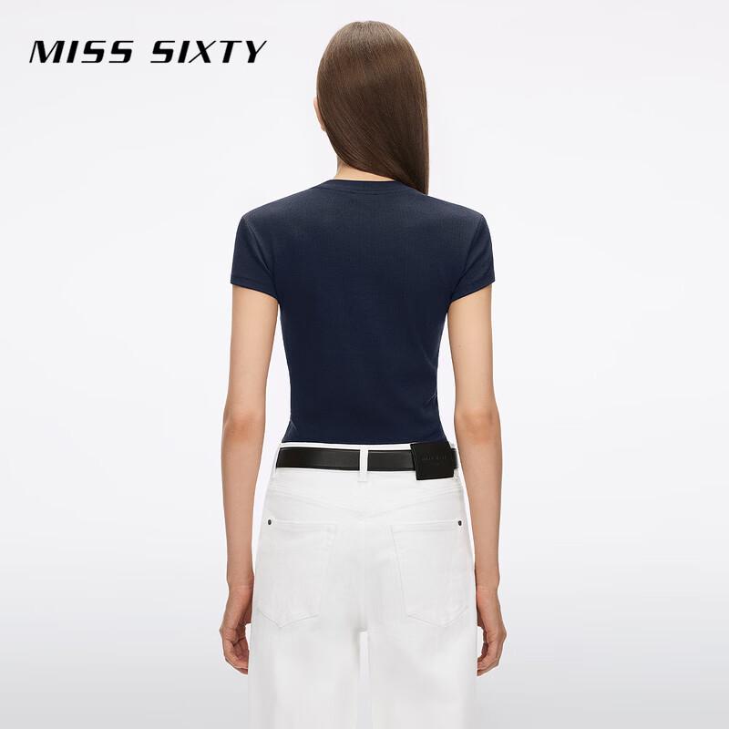 MISS SIXTY Women's Slim Fit Embroidered Cropped T-Shirt