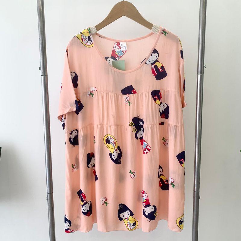 Summer Pajamas Women's Cotton Silk Short Sleeve Shorts Homewear Two-piece Set Little Girl Artificial Cotton Plus Size Pajamas Suit