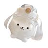 Water Bottle Plastic Cute Panda 1000ml Large Capacity Direct Drinking with Straw Carrying Strap Kids Drinking Bottle for Daily Use Clear White