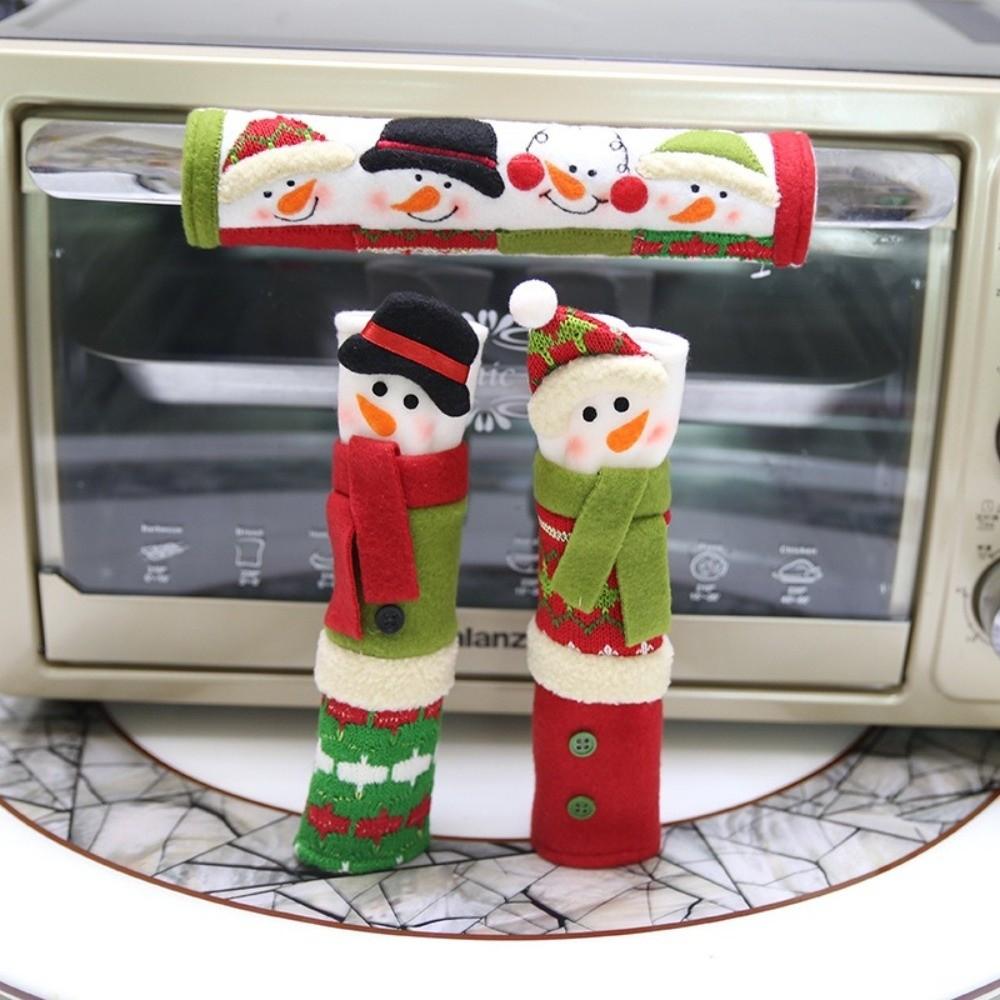 3Pcs/set Christmas Snowman Refrigerator Door Handle Covers Christmas Decorations Holiday Decor