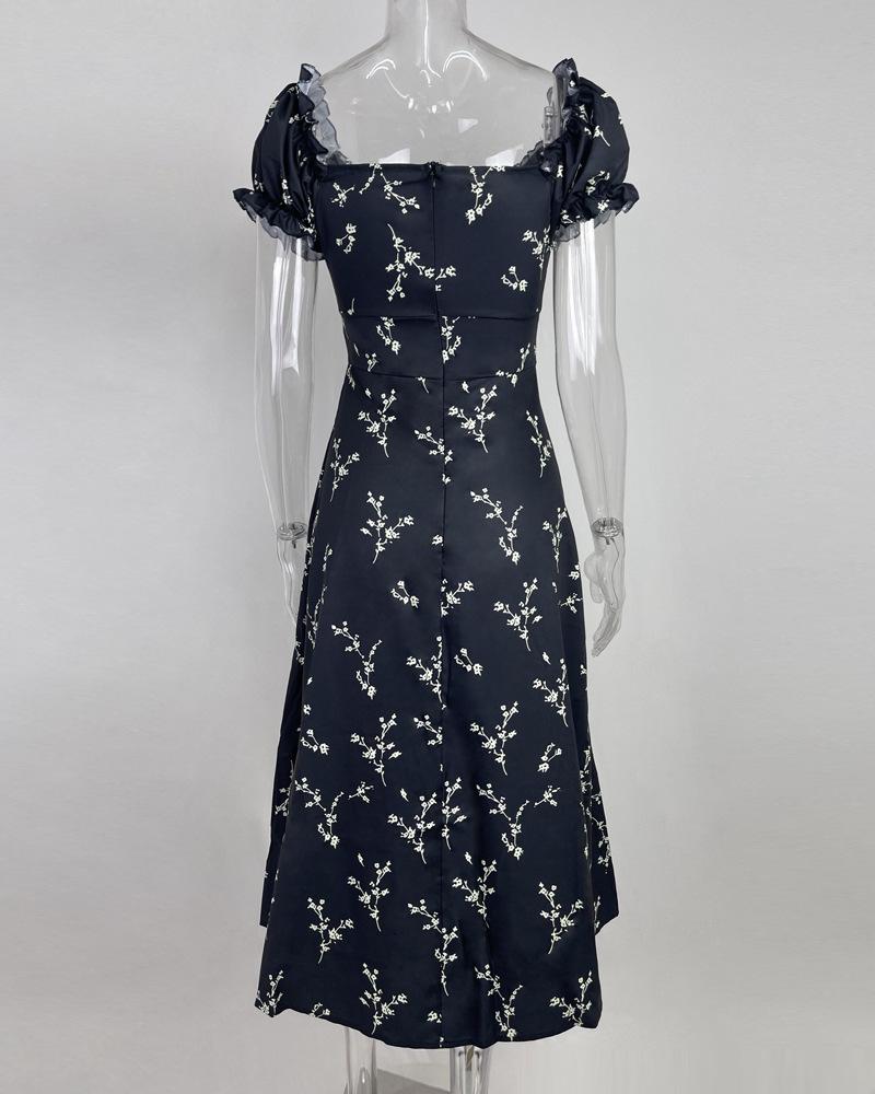 Women's Summer Sexy Elegant Slit Fashion One Shoulder Floral Dress