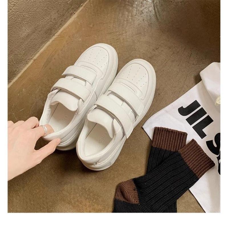 Ma Sichun 6cm Thick-soled Heightening Little White Shoes Women's Light and Breathable Smiley Face Velcro Sports and Leisure Board Shoes