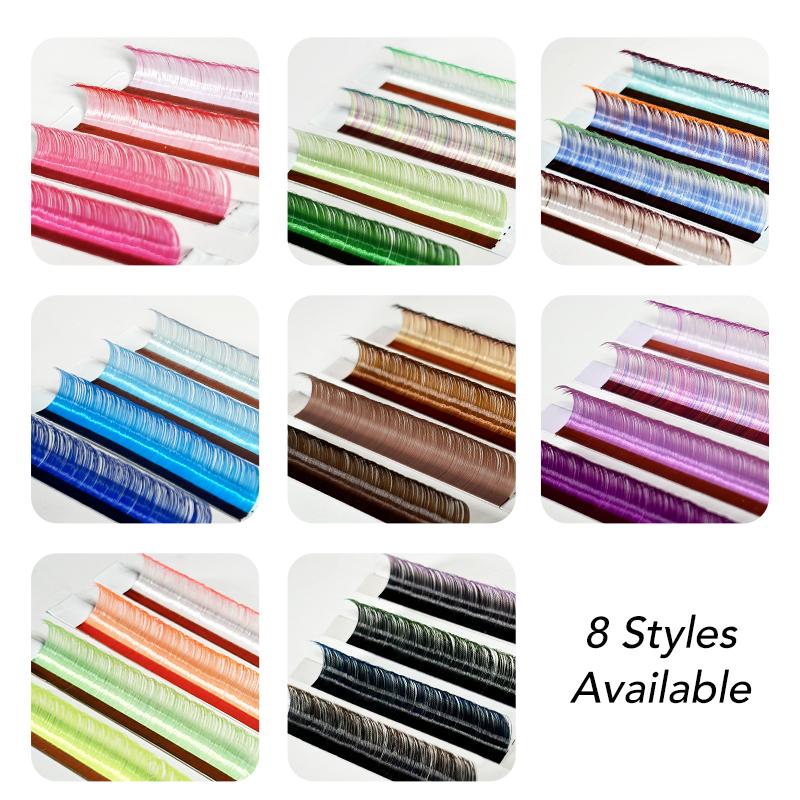 DIYDAY 16rows Colored Eyelashes 4 Colors in One Tray Multicolor False Mink Lashes Extension Neon Colored Fake Eyelash for Party